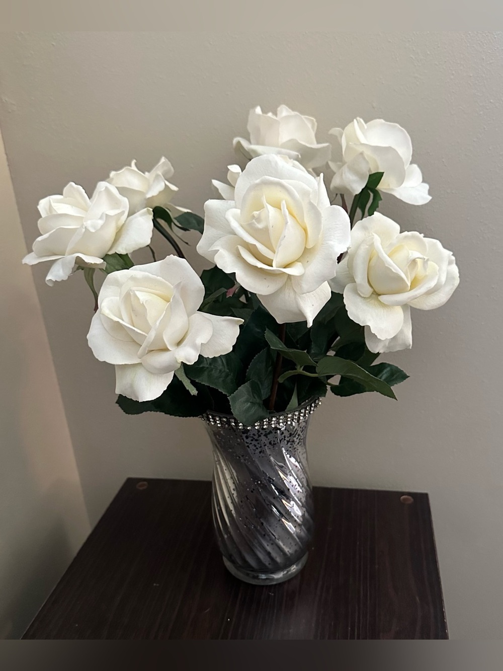 8 White True Touch Caroline Rose Stems, like new